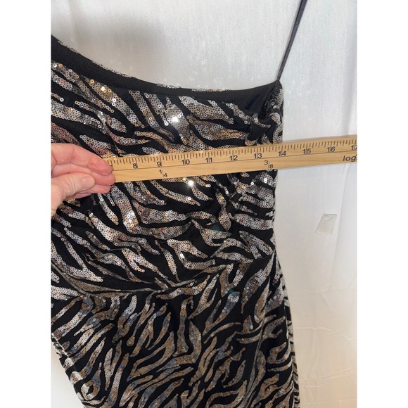 Jovani Sequin One Shoulder Dress Party Cocktail Bodycon Zebra Print‎ NWT - Picture 2 of 9